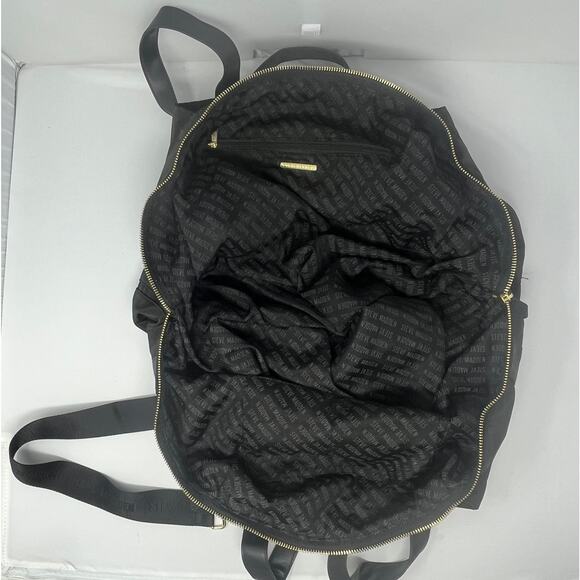Steve Madden Weekender Bag Black with Gold Hardware, Handles and Shoulder Strap - Picture 3 of 6